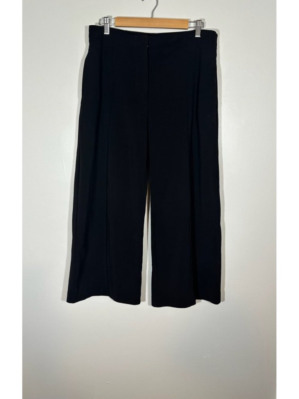 COS Black Wide-Leg Cropped Trousers Size M